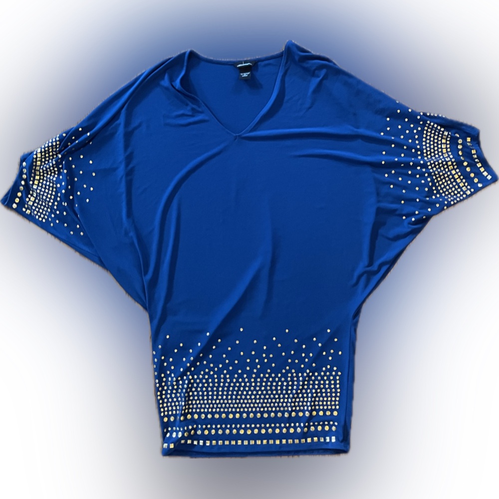 MODA INTL Blue Embellished Women's Top